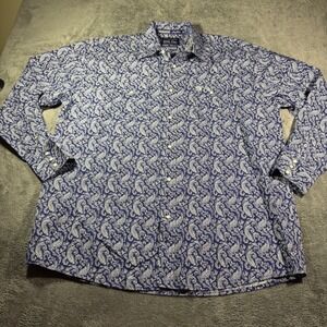 Wrangler George Strait Troubadour Mens XXL Blue Paisley Western Pearl Snap Shirt